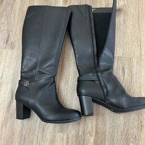 Elegant Black Leather Knee-High Boots